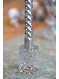 PORTE BOUGIE FLAMBEAU EFFET GIVRE TRANSPARENT DIA 5CM X 6CM