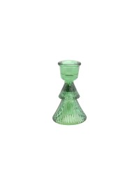 PORTE BOUGIE FLAMBEAU SAPIN VERRE VERT DIA 6CM X 10CM