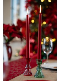 PORTE BOUGIE FLAMBEAU SAPIN VERRE VERT DIA 6CM X 10CM