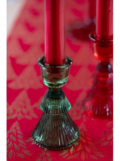 PORTE BOUGIE FLAMBEAU SAPIN VERRE VERT DIA 6CM X 10CM