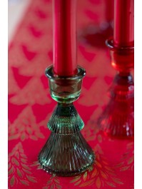 PORTE BOUGIE FLAMBEAU SAPIN VERRE VERT DIA 6CM X 10CM