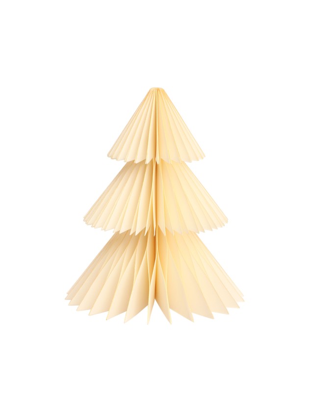 PAPER HONEYCOMB XMAS TREE CREAM W/ GOLD BORDER DIA 16CM X 20CM