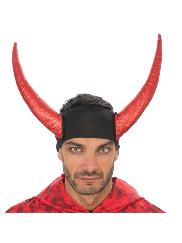 RED DEVIL HORNS ELASTIC HEADBAND 29CM