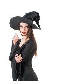 CHAPEAU SORCIERE VELOURS NOIR DIA 45CM X 35CM
