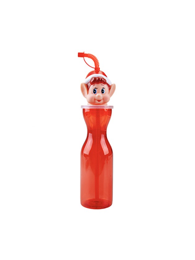 450ML ELF BEHAVIN BADLY ELF HEAD DRINKING BOTTLE WITH STRAW 6.5CM X 7CM X 30CM