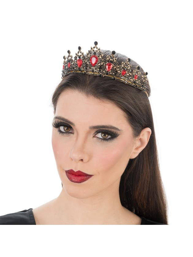 RED AND BLACK DIAMONDS GOTHIC TIARA 14.5CM X 17CM X 5.5CM