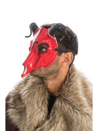 MASQUE SQUELETTE BETE A CORNES ROUGE 28CM X 9CM X 24CM