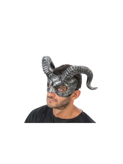 SILVER HORNS HALF MASK 38CM X 21CM X 18CM