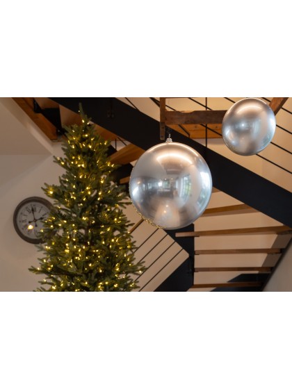 BOULE DE NOEL PLASTIQUE RIGIDE EFFET SATINE ARGENT DIA 25CM