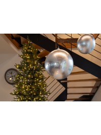BOULE DE NOEL PLASTIQUE RIGIDE EFFET SATINE ARGENT DIA 25CM