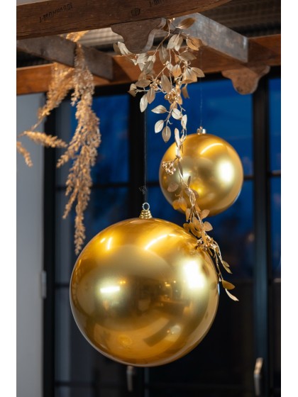 BOULE DE NOEL PLASTIQUE RIGIDE EFFET SATINE OR DIA 25CM