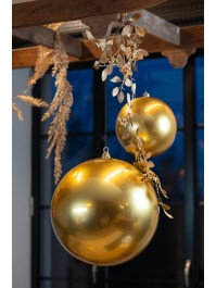 BOULE DE NOEL PLASTIQUE RIGIDE EFFET SATINE OR DIA 25CM