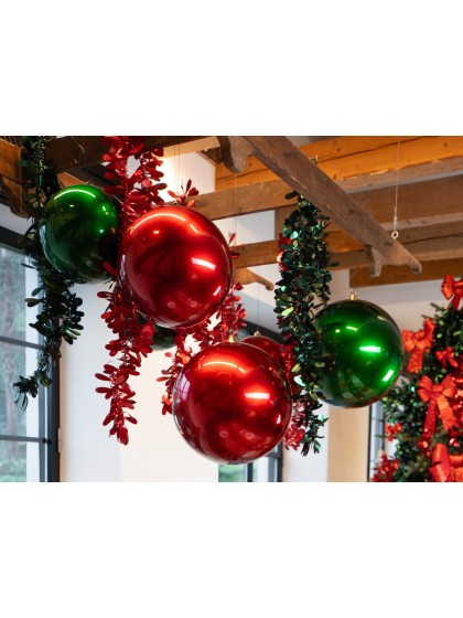 BOULE DE NOEL PLASTIQUE RIGIDE EFFET SATINE VERT DIA 30CM