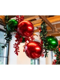 BOULE DE NOEL PLASTIQUE RIGIDE EFFET SATINE ROUGE DIA 40CM
