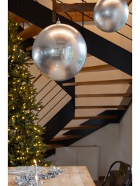 BOULE DE NOEL PLASTIQUE RIGIDE EFFET SATINE ARGENT DIA 40CM