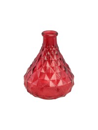 RED GLASS VASE FLASK SHAPE DIA 9.5CM X 12.5CM