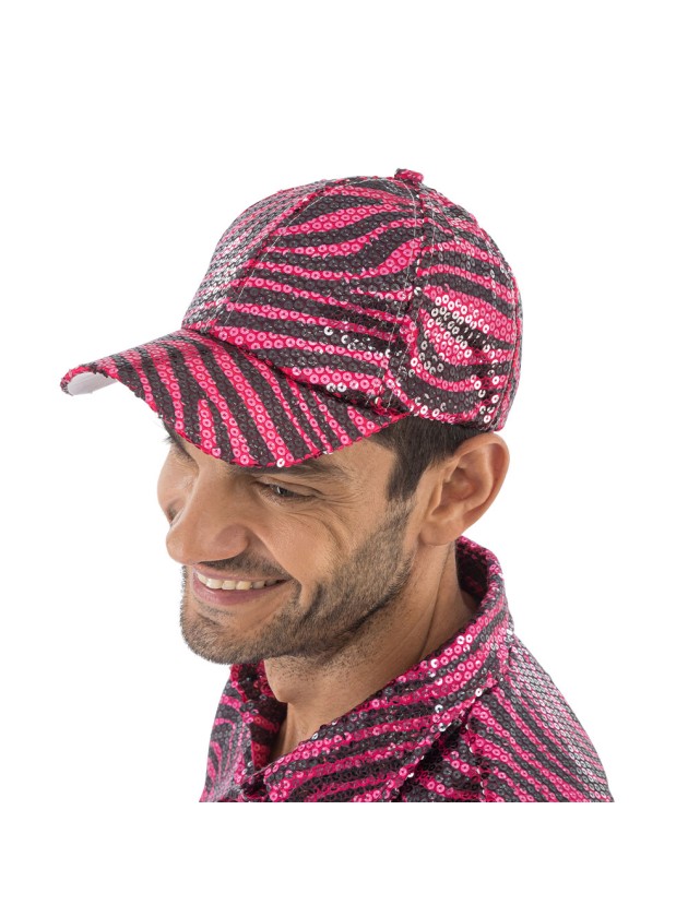 CASQUETTE TIGREE ROSE A SEQUINS TU