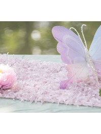 CHEMIN DE TABLE PLUMETTES LAVANDE 28CM X 3M