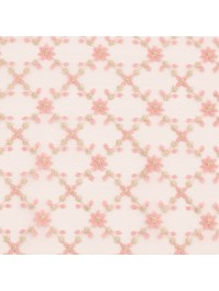CHEMIN DE TABLE BRODE CHRISTY FLEUR ROSE OR 25CM X 3M