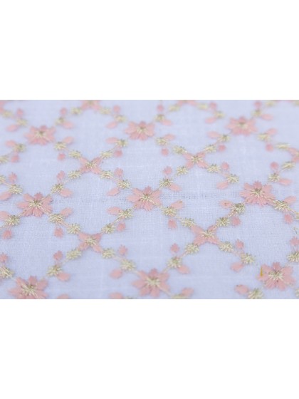 TISCHLÄUFER BESTICKT CHRISTY BLUME ROSA GOLD 25CM X 3M