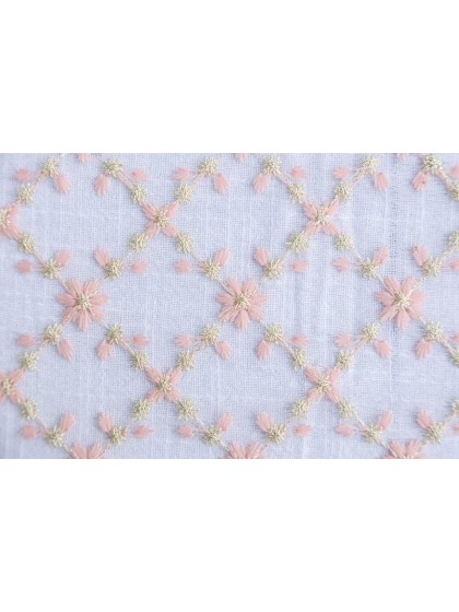 CHEMIN DE TABLE BRODE CHRISTY FLEUR ROSE OR 25CM X 3M