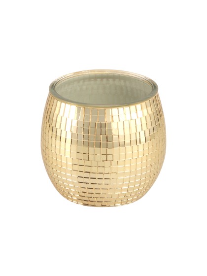 TOPF GLAS DISKOKUGEL GOLD DIA 10CM X 9CM