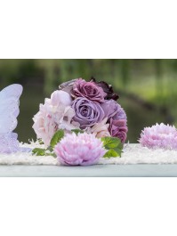 BOUQUET ROMANCE POURPRE/LAVANDE/AMANDE DIA 20CM X 32CM