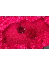 SET 4 ROSES EFFET VELOURS ROUGE DIA 10CM X 5CM