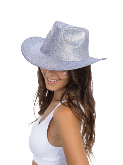 PURPLE SHINY COWBOY HAT ONE SIZE