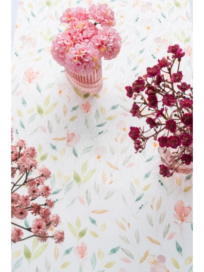 CHEMIN DE TABLE FLORAL EFFET SATINE 28CM X 3M