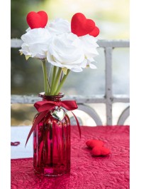 BOUQUET 6 COEURS FLOQUES ROUGE 10CM X 4CM X 15CM