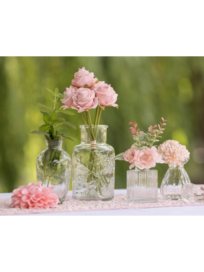 VASE GLAS GARDEN ROSA TRANSPARENT DIA 8.5CM X 15.5CM