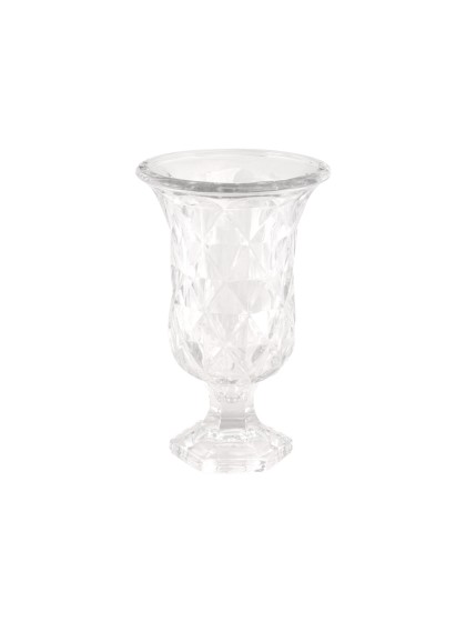 CLEAR VENICE GLASS VASE 17.8CM X 17.8CM X 28.5CM