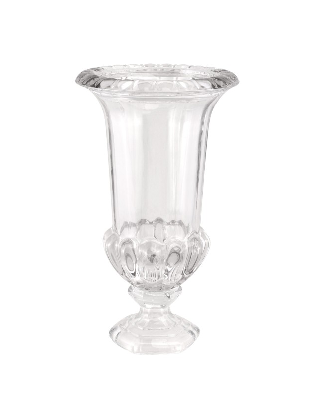 CLEAR FLORENCE GLASS VASE 21.5CM X 21.5CM X 37.5CM