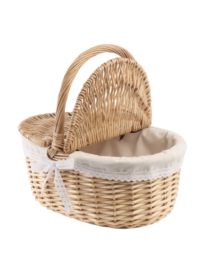 PANIER PIQUE NIQUE EN OSIER 35CM X 25CM X 32CM