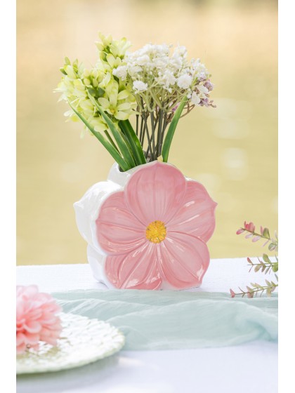 FAIRY POND CERAMIC VASE FLOWER SHAPE 13.8CM X 7.8CM X 13.5CM