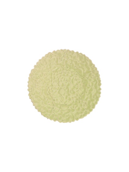 FAIRY POND EMBOSSED GREEN FLOWER CERAMIC PLATE DIA 20CM