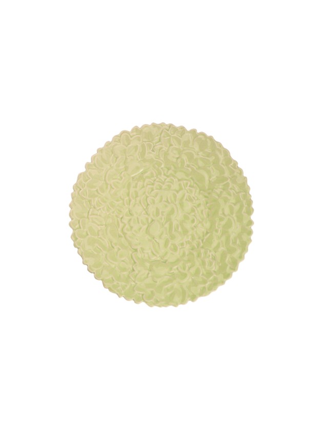 FAIRY POND EMBOSSED GREEN FLOWER CERAMIC PLATE DIA 20CM