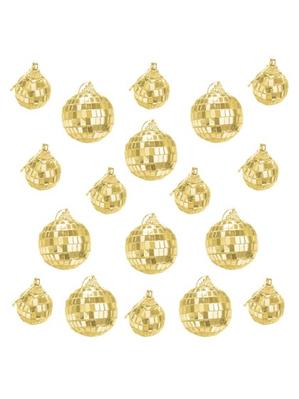 BOITE DE 18 BOULES A FACETTES OR 10PCS DIA 3CM / 8PCS DIA 5CM