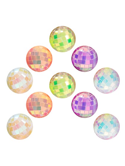 BOITE 10 BOULES A FACETTES COLORIS IRISE ASSORTIS DIA 4CM