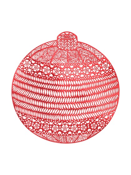 PVC PLACEMAT RED XMAS BALL 38CM X 39CM X 0.1CM