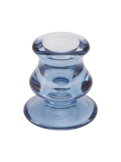 BOUGEOIR VERRE FLAMBEAU ROME BLEU DENIM DIA 5.5CM X 5.5CM