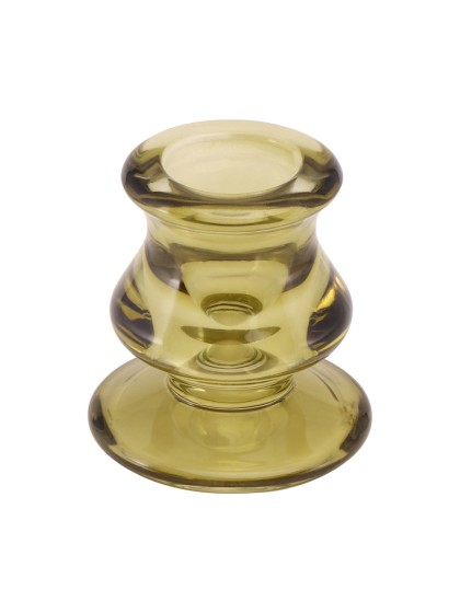 BOUGEOIR VERRE FLAMBEAU ROME VERT OLIVE DIA 5.5CM X 5.5CM