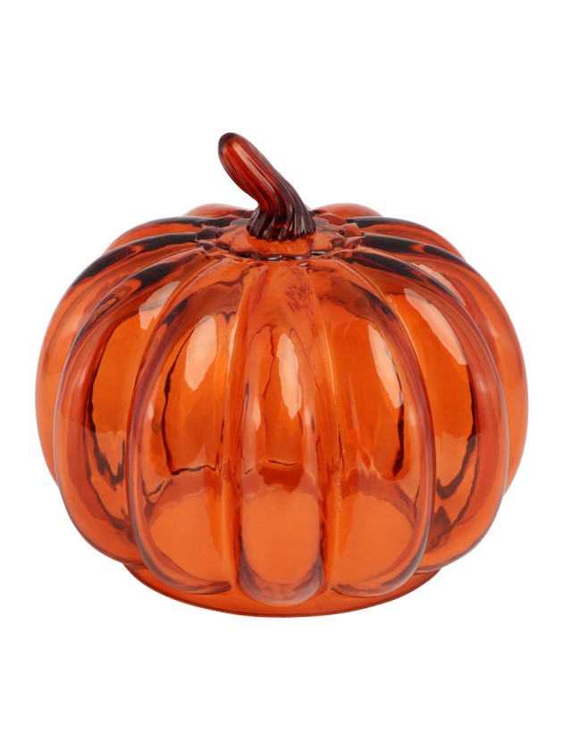 ORANGE SIENNA GLASS PUMPKIN DIA 15.8CM X 14.5CM