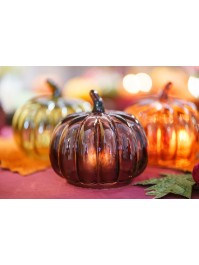 MAPLE BROWN GLASS PUMPKIN DIA 15.8CM X 14.5CM