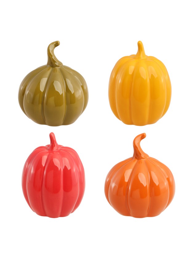 CURCUBITACEES CERAMIQUE COLOREES -2 TAILLES - 4 ASSORTIES DIA 9.2CM X 10.3CM / DIA 8.5CM X 10.5CM
