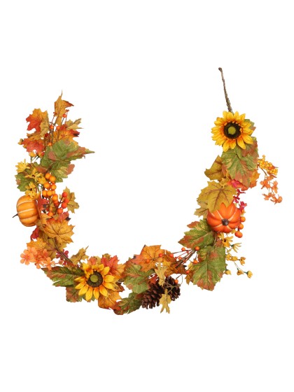 GUIRLANDE AUTOMNALE TOURNESOLS ET CITROUILLES 150CM X 20CM X 12CM