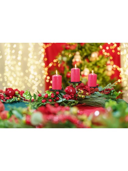 TABLE CENTER 3 CANDLE HOLDERS BERRIES 75CM X 40CM X 20CM