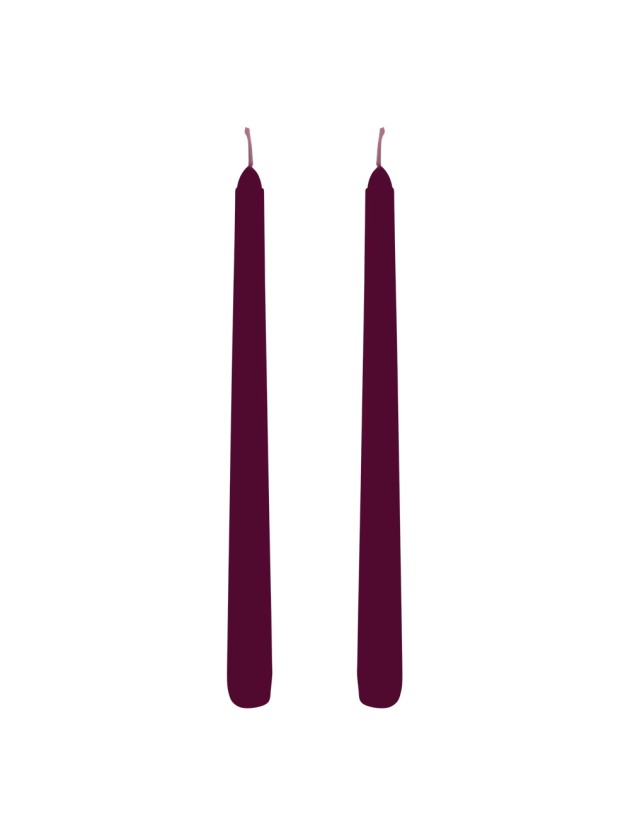 SET 2 PLUM TAPER CANDLES DIA 2.2CM X 25CM