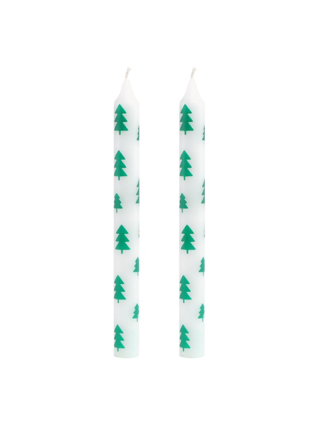 SET 2 TAPER CANDLES WITH TREE DECO DIA 2.2CM W 25CM